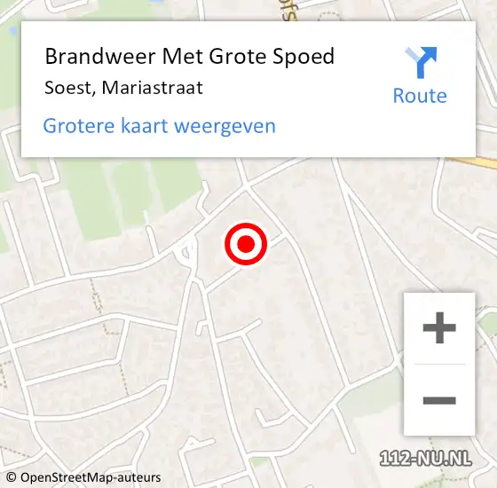 Locatie op kaart van de 112 melding: Brandweer Met Grote Spoed Naar Soest, Mariastraat op 5 december 2015 04:00