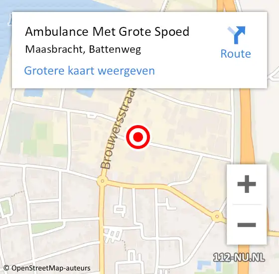 Locatie op kaart van de 112 melding: Ambulance Met Grote Spoed Naar Maasbracht, Battenweg op 5 december 2015 09:22