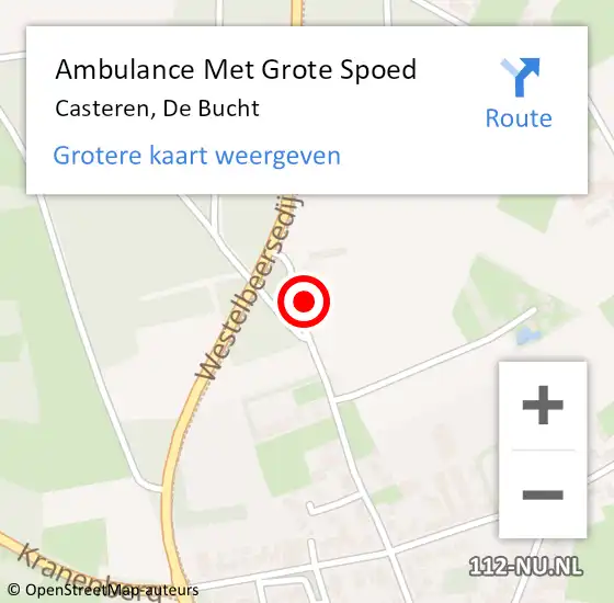 Locatie op kaart van de 112 melding: Ambulance Met Grote Spoed Naar Casteren, De Bucht op 5 december 2015 09:42