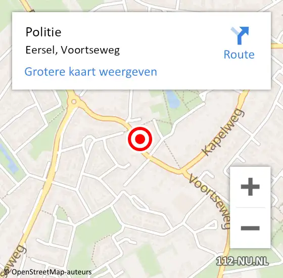 Locatie op kaart van de 112 melding: Politie Eersel, Voortseweg op 5 december 2015 10:07