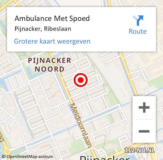 Locatie op kaart van de 112 melding: Ambulance Met Spoed Naar Pijnacker, Ribeslaan op 5 december 2015 10:45