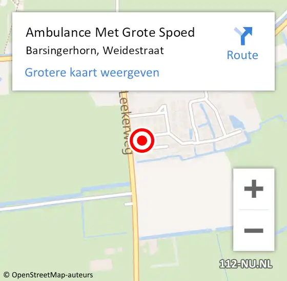 Locatie op kaart van de 112 melding: Ambulance Met Grote Spoed Naar Barsingerhorn, Weidestraat op 5 december 2015 10:53