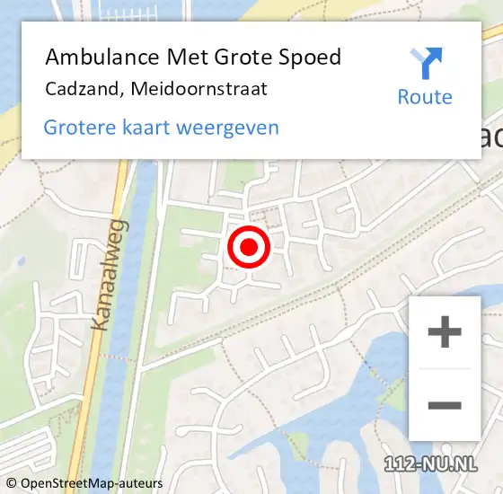 Locatie op kaart van de 112 melding: Ambulance Met Grote Spoed Naar Cadzand, Meidoornstraat op 5 december 2015 11:27