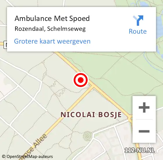 Locatie op kaart van de 112 melding: Ambulance Met Spoed Naar Rozendaal, Schelmseweg op 5 december 2015 11:37