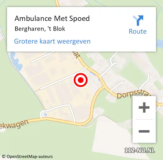 Locatie op kaart van de 112 melding: Ambulance Met Spoed Naar Bergharen, 't Blok op 5 december 2015 11:46