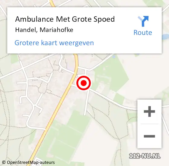 Locatie op kaart van de 112 melding: Ambulance Met Grote Spoed Naar Handel, Mariahofke op 5 december 2015 11:50