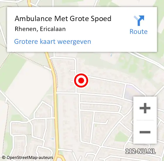 Locatie op kaart van de 112 melding: Ambulance Met Grote Spoed Naar Rhenen, Ericalaan op 5 december 2015 12:47