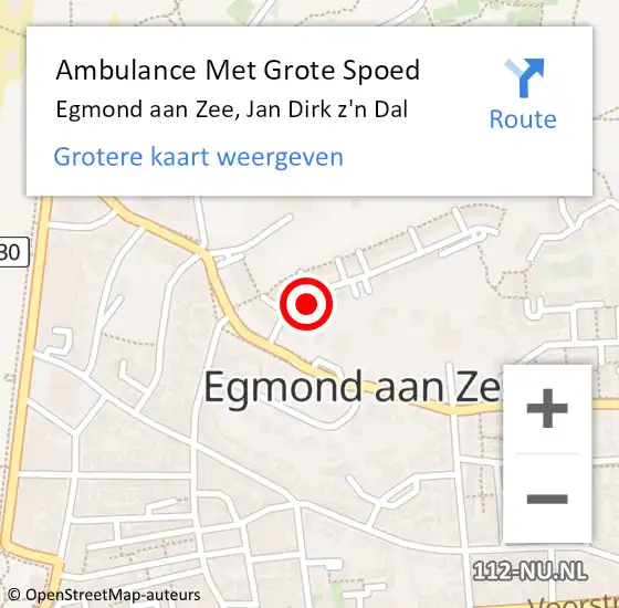 Locatie op kaart van de 112 melding: Ambulance Met Grote Spoed Naar Egmond aan Zee, Jan Dirk z'n Dal op 5 december 2015 12:57