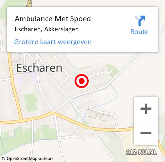 Locatie op kaart van de 112 melding: Ambulance Met Spoed Naar Escharen, Akkerslagen op 5 december 2015 13:02