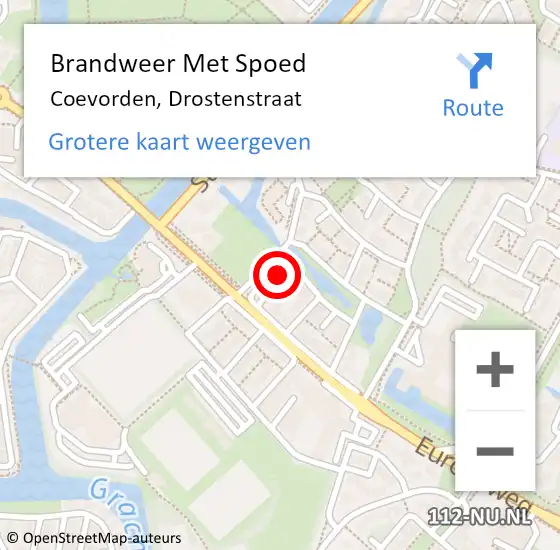 Locatie op kaart van de 112 melding: Brandweer Met Spoed Naar Coevorden, Drostenstraat op 5 december 2015 14:08