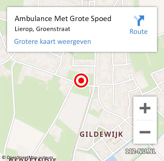 Locatie op kaart van de 112 melding: Ambulance Met Grote Spoed Naar Lierop, Groenstraat op 5 december 2015 15:14