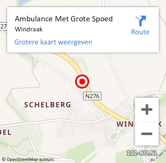 Locatie op kaart van de 112 melding: Ambulance Met Grote Spoed Naar Windraak op 29 november 2013 06:35