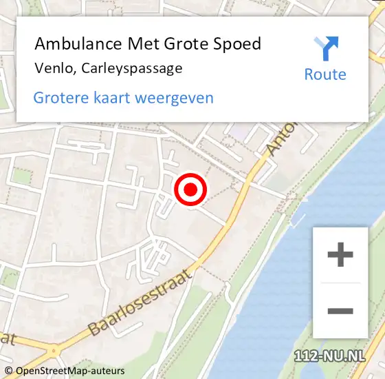 Locatie op kaart van de 112 melding: Ambulance Met Grote Spoed Naar Venlo, Carleyspassage op 5 december 2015 15:20