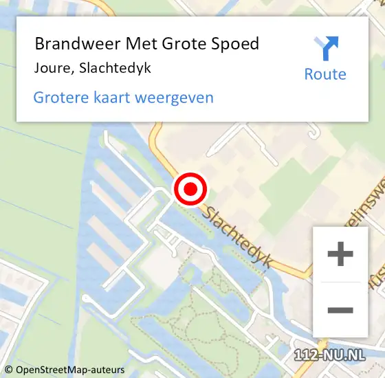 Locatie op kaart van de 112 melding: Brandweer Met Grote Spoed Naar Joure, Slachtedyk op 5 december 2015 15:41