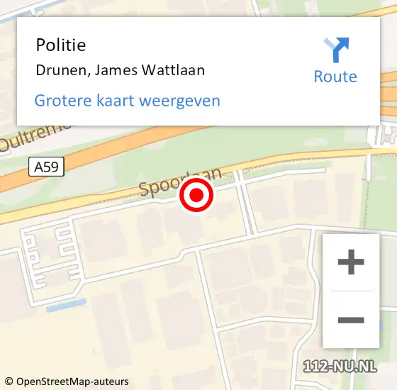 Locatie op kaart van de 112 melding: Politie Drunen, James Wattlaan op 5 december 2015 16:09