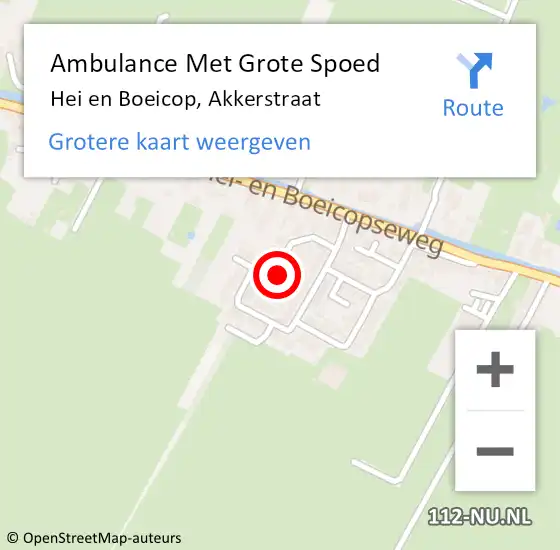 Locatie op kaart van de 112 melding: Ambulance Met Grote Spoed Naar Hei en Boeicop, Akkerstraat op 5 december 2015 16:17