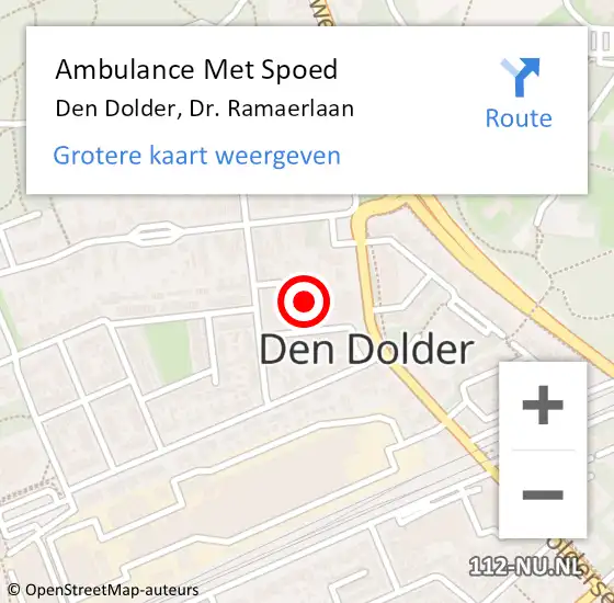 Locatie op kaart van de 112 melding: Ambulance Met Spoed Naar Den Dolder, Dr. Ramaerlaan op 29 november 2013 07:01