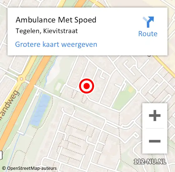 Locatie op kaart van de 112 melding: Ambulance Met Spoed Naar Tegelen, Kievitstraat op 29 november 2013 07:01