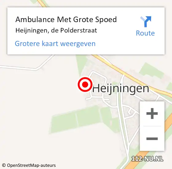 Locatie op kaart van de 112 melding: Ambulance Met Grote Spoed Naar Heijningen, de Polderstraat op 5 december 2015 17:08