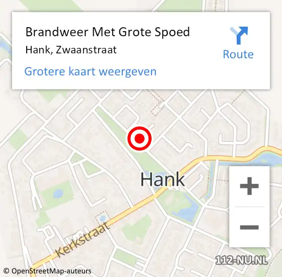 Locatie op kaart van de 112 melding: Brandweer Met Grote Spoed Naar Hank, Zwaanstraat op 5 december 2015 19:49