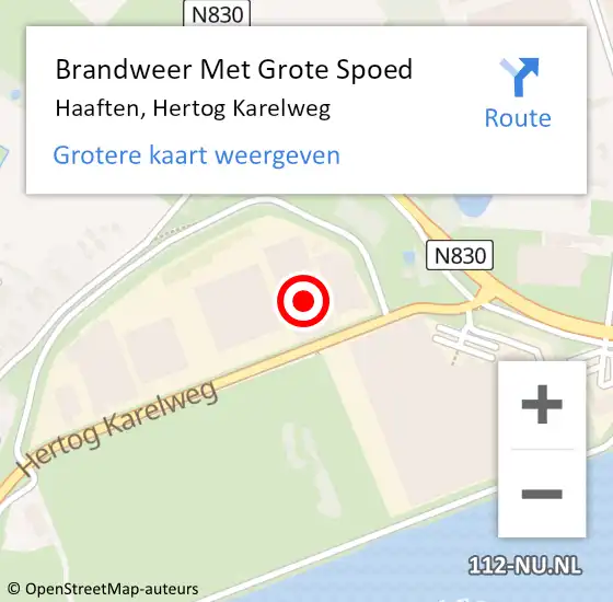 Locatie op kaart van de 112 melding: Brandweer Met Grote Spoed Naar Haaften, Hertog Karelweg op 5 december 2015 19:58