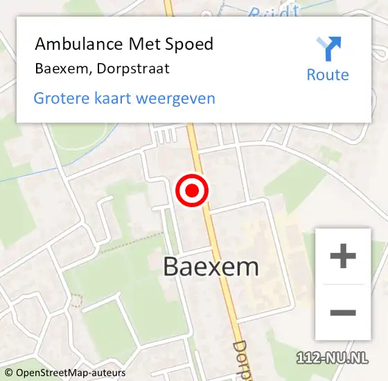 Locatie op kaart van de 112 melding: Ambulance Met Spoed Naar Baexem, Dorpstraat op 5 december 2015 20:04