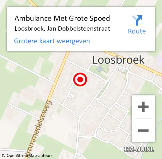 Locatie op kaart van de 112 melding: Ambulance Met Grote Spoed Naar Loosbroek, Jan Dobbelsteenstraat op 5 december 2015 21:28