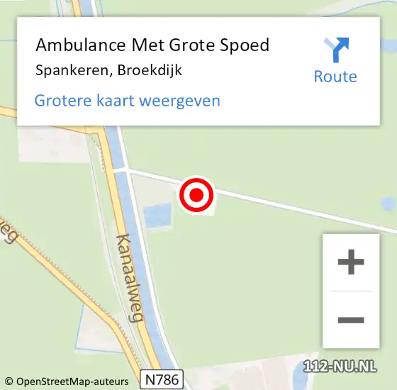 Locatie op kaart van de 112 melding: Ambulance Met Grote Spoed Naar Spankeren, Broekdijk op 5 december 2015 22:05