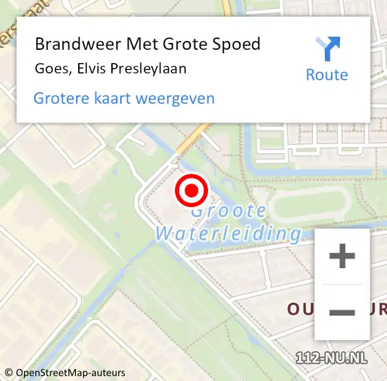 Locatie op kaart van de 112 melding: Brandweer Met Grote Spoed Naar Goes, Elvis Presleylaan op 5 december 2015 23:31