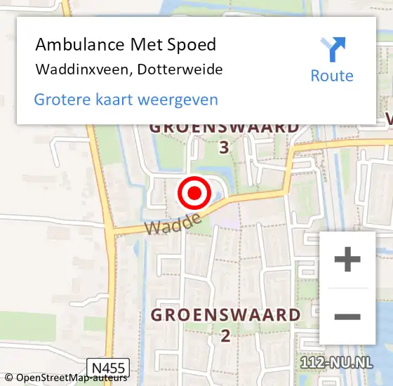 Locatie op kaart van de 112 melding: Ambulance Met Spoed Naar Waddinxveen, Dotterweide op 5 december 2015 23:38