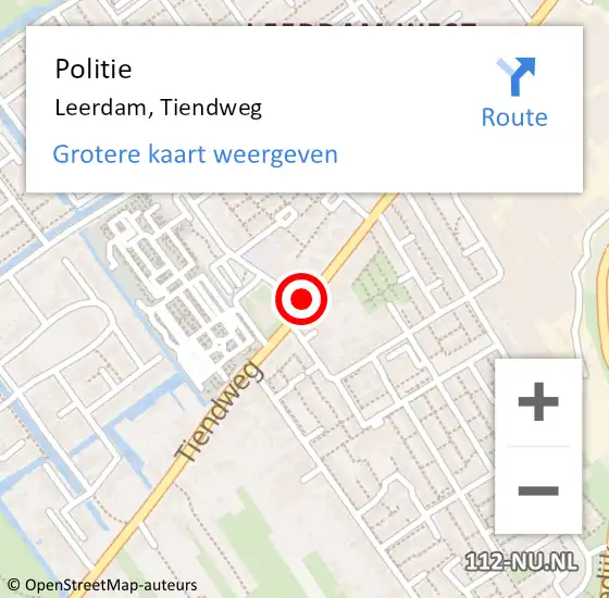 Locatie op kaart van de 112 melding: Politie Leerdam, Tiendweg op 5 december 2015 23:59