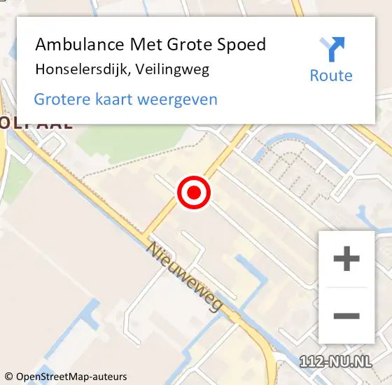 Locatie op kaart van de 112 melding: Ambulance Met Grote Spoed Naar Honselersdijk, Veilingweg op 6 december 2015 00:36