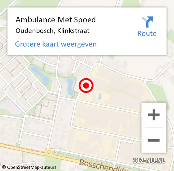 Locatie op kaart van de 112 melding: Ambulance Met Spoed Naar Oudenbosch, Klinkstraat op 6 december 2015 01:25