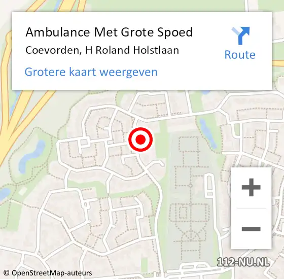 Locatie op kaart van de 112 melding: Ambulance Met Grote Spoed Naar Coevorden, H Roland Holstlaan op 6 december 2015 03:11