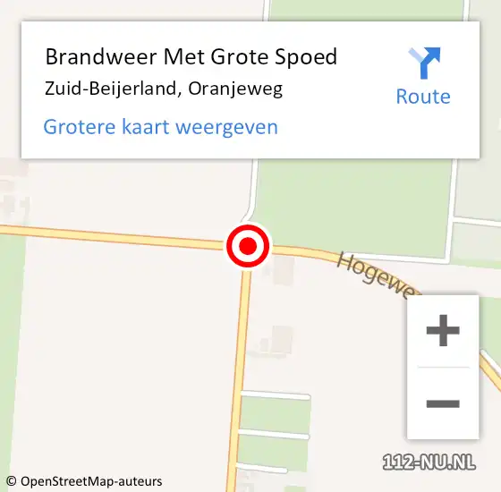 Locatie op kaart van de 112 melding: Brandweer Met Grote Spoed Naar Zuid-Beijerland, Oranjeweg op 6 december 2015 03:25