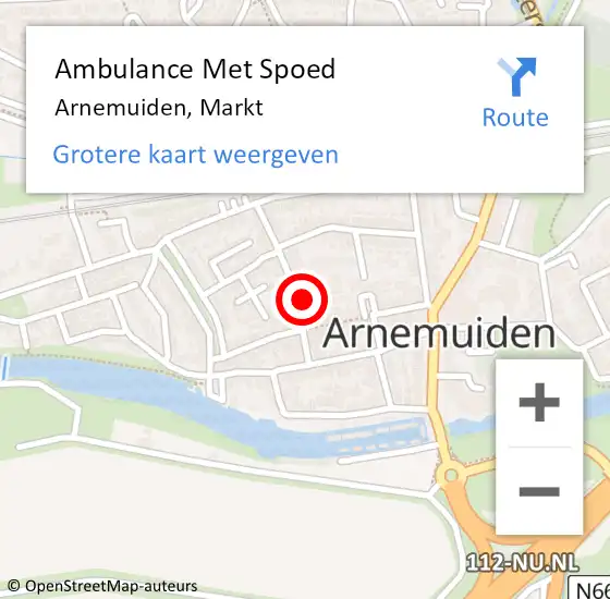 Locatie op kaart van de 112 melding: Ambulance Met Spoed Naar Arnemuiden, Markt op 6 december 2015 05:34