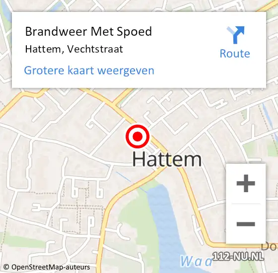 Locatie op kaart van de 112 melding: Brandweer Met Spoed Naar Hattem, Vechtstraat op 6 december 2015 05:38