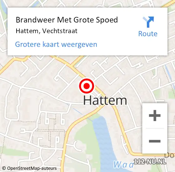 Locatie op kaart van de 112 melding: Brandweer Met Grote Spoed Naar Hattem, Vechtstraat op 6 december 2015 05:39