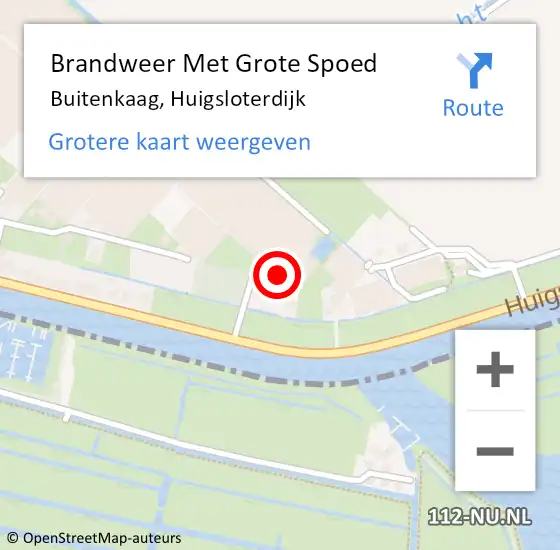 Locatie op kaart van de 112 melding: Brandweer Met Grote Spoed Naar Buitenkaag, Huigsloterdijk op 6 december 2015 07:13