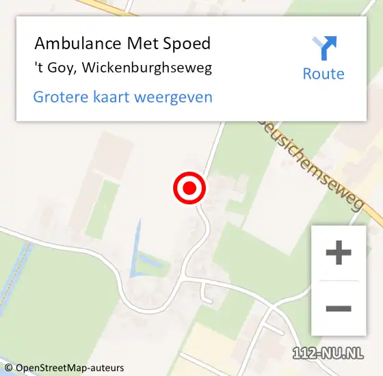 Locatie op kaart van de 112 melding: Ambulance Met Spoed Naar 't Goy, Wickenburghseweg op 6 december 2015 09:49