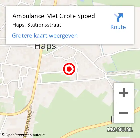 Locatie op kaart van de 112 melding: Ambulance Met Grote Spoed Naar Haps, Stationsstraat op 6 december 2015 10:07