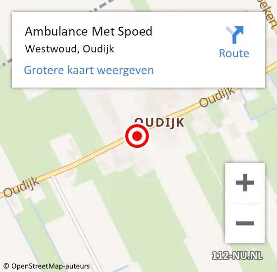 Locatie op kaart van de 112 melding: Ambulance Met Spoed Naar Westwoud, Oudijk op 6 december 2015 12:17