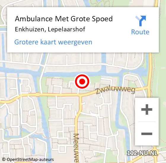 Locatie op kaart van de 112 melding: Ambulance Met Grote Spoed Naar Enkhuizen, Lepelaarshof op 6 december 2015 12:43