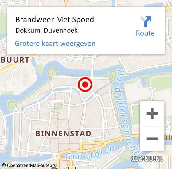 Locatie op kaart van de 112 melding: Brandweer Met Spoed Naar Dokkum, Duvenhoek op 29 november 2013 08:48