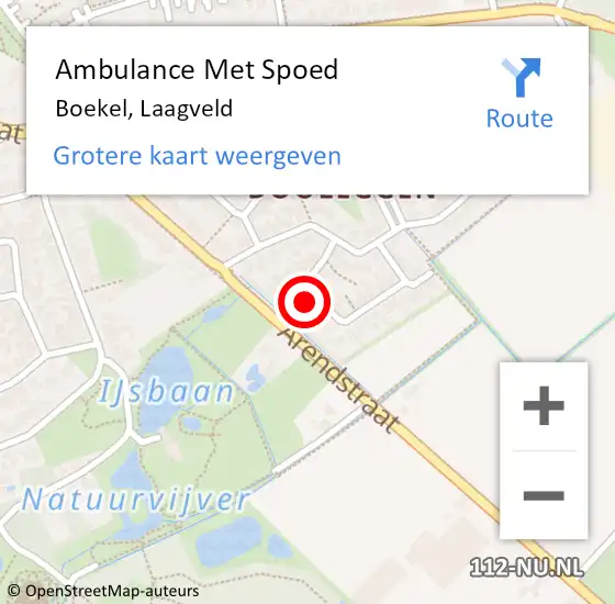 Locatie op kaart van de 112 melding: Ambulance Met Spoed Naar Boekel, Laagveld op 6 december 2015 13:44