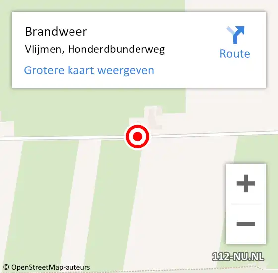 Locatie op kaart van de 112 melding: Brandweer Vlijmen, Honderdbunderweg op 6 december 2015 14:47