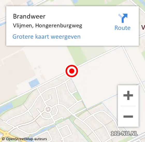 Locatie op kaart van de 112 melding: Brandweer Vlijmen, Hongerenburgweg op 6 december 2015 14:48