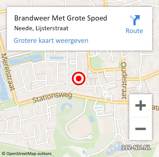 Locatie op kaart van de 112 melding: Brandweer Met Grote Spoed Naar Neede, Lijsterstraat op 6 december 2015 15:21