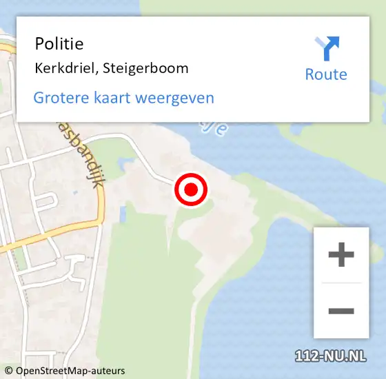 Locatie op kaart van de 112 melding: Politie Kerkdriel, Steigerboom op 6 december 2015 15:23