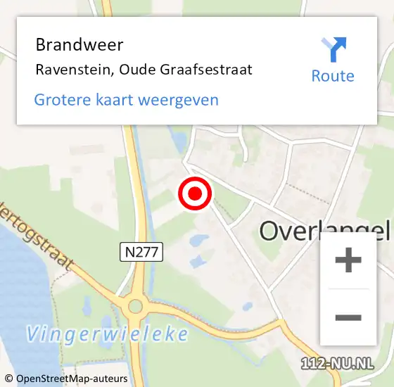 Locatie op kaart van de 112 melding: Brandweer Ravenstein, Oude Graafsestraat op 6 december 2015 15:39